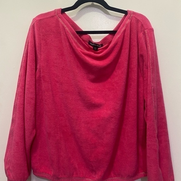 Boston Proper Terry Cloth Hot Pink Pull Over Sweater - Picture 8 of 9